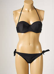 Costum de baie din două piese închidere cu legături de legat top sutien modelat negru DAG ADOM femme
