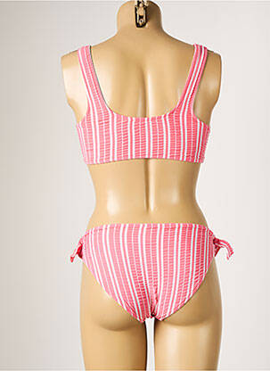 Costum de baie din două piese imprimeu dungi roz SEAFOLLY fată