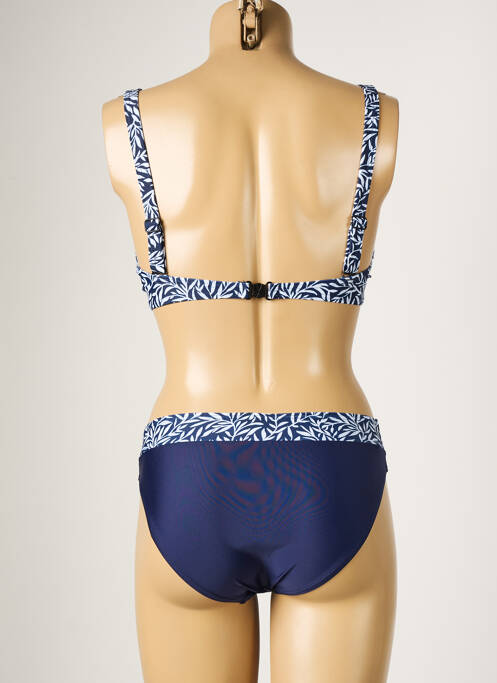 Costum de baie din două piese elasticitate sutien balconet cu decolteu înalt albastru LAGON BLEU femme