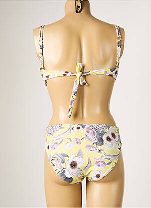 Costum de baie din două piese elasticitate sutien balconet cu decolteu înalt galben MOONTIDE femeie