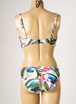 Costum de baie din două piese elasticitate sutien balconet cu decolteu înalt alb MOONTIDE femeie