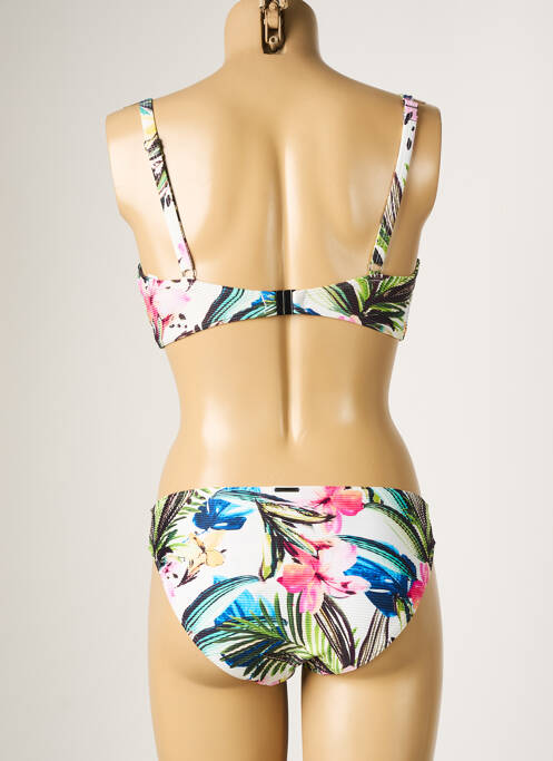 Costum de baie din două piese elasticitate sutien balconet cu decolteu înalt alb MOONTIDE femme