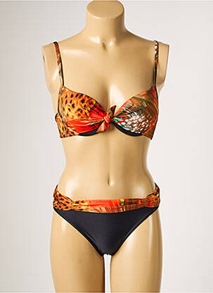 Costum de baie din două piese elasticitate top sutien modelat portocalie MISS CARAÏBES femeie