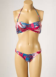 Costum de baie din două piese elasticitate sutien balconet cu decolteu înalt roz RIO DE SOL femme