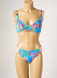 Costum de baie din două piese elasticitate sutien cupe întregi cu decolteu înalt albastru SUN PLAYA femme
