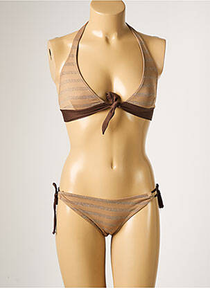 Costum de baie din două piese elasticitate top triunghiuri maro BAHIA BEACH BAULE femeie
