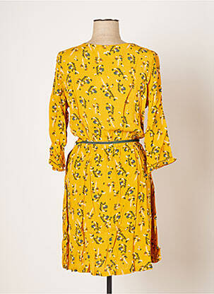 Rochie scurtă mâneci 3/4 mâneci 3/4 galben GRACE & MILA femeie