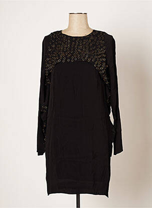 Rochie scurtă croială fluidă mâneci lungi negru SWILDENS femeie