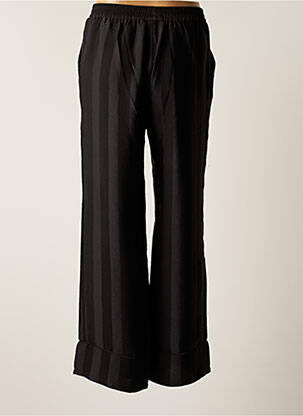 Pantalon larg buzunare talie înaltă negru GRACE & MILA femeie