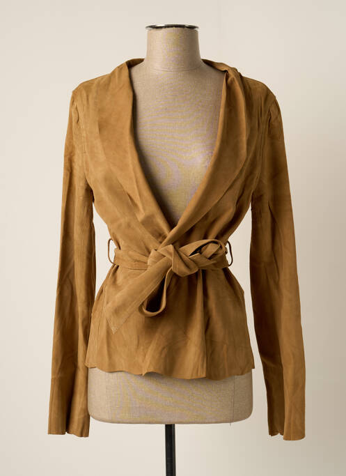 Geacă din piele maro J.SEBASTIEN VASSAL femeie