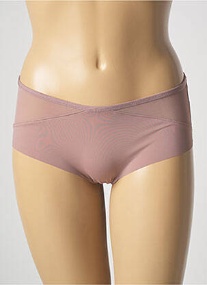 Shorty efect material satinat bej LOU femeie