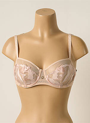 Sutien efect material satinat sutien balconet cu decolteu înalt roz CHANTELLE femeie