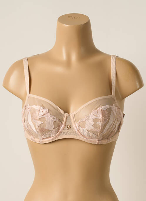 Sutien efect material satinat sutien balconet cu decolteu înalt roz CHANTELLE femme