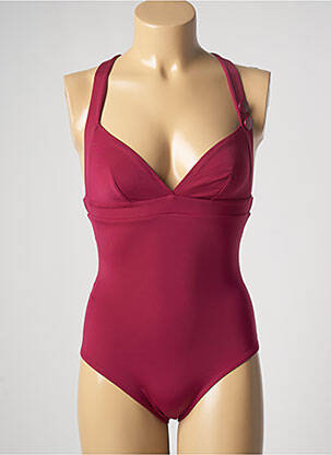 Costum de baie dintr-o singură piesă efect material satinat top triunghiuri roșu SIMONE PERELE femeie