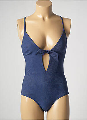Costum de baie dintr-o singură piesă efect material satinat top triunghiuri albastru SIMONE PERELE femeie