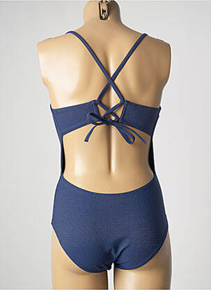 Costum de baie dintr-o singură piesă efect material satinat top triunghiuri albastru SIMONE PERELE femeie