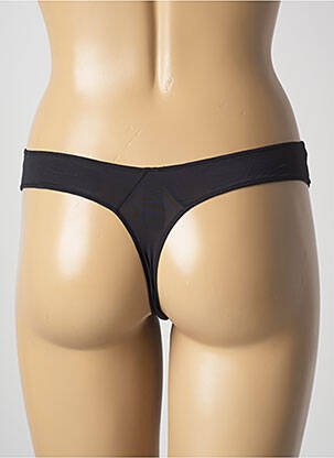 Tanga efect material satinat negru IMPLICITE femeie