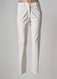 Pantalon slim țesătură poplin talie înaltă alb JUMFIL femme