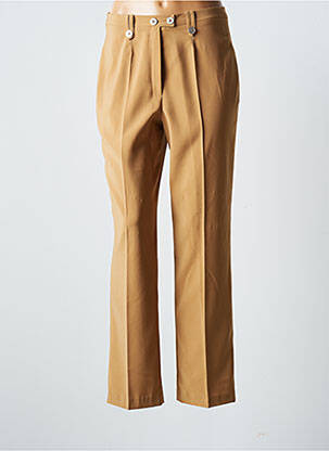 Pantalon drept țesătură crep talie înaltă maro JUMFIL femeie