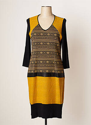Rochie midi mâneci lungi mâneci lungi galben JUMFIL femeie