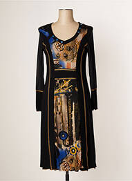 Rochie midi imprimeu fantezie mâneci lungi negru JUMFIL femeie