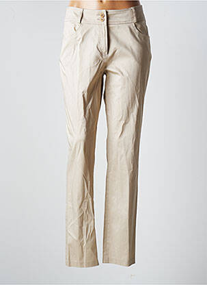 Pantalon slim țesătură poplin mărime normală bej QUATTRO femeie