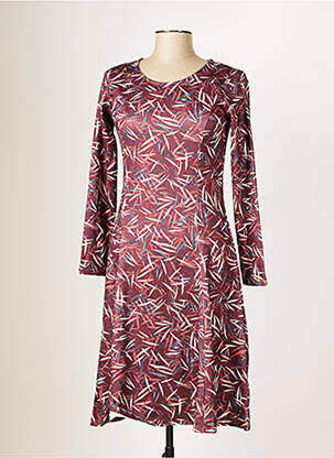 Rochie midi imprimeu fantezie mâneci lungi maro DAMART femeie