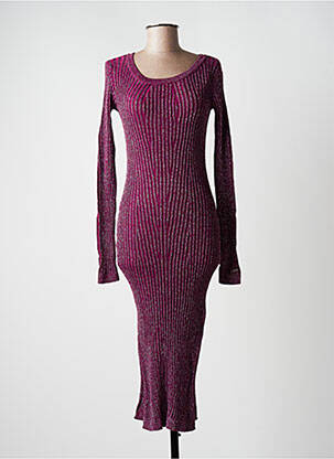Rochie midi mâneci lungi mâneci lungi violet GUESS femeie