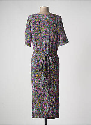 Rochie midi imprimeu fantezie mâneci scurte roz CKS femeie