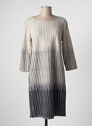 Rochie midi mâneci 3/4 mâneci 3/4 bej BLANC BOHEME femeie