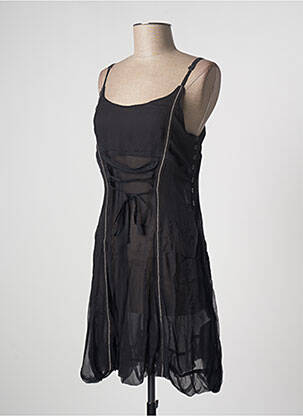 Rochie scurtă croială evazată bretele subțiri negru MAIS IL EST OU LE SOLEIL femeie
