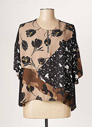 Bluză ușoară și transparentă mâneci scurte bej POUSSIERE D'ETOLE femme
