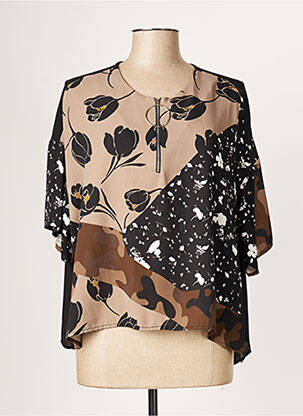 Bluză imprimeu floral mâneci scurte bej POUSSIERE D'ETOLE femme