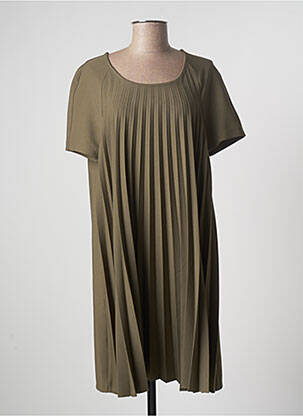 Rochie midi închidere cu fermoar la spate mâneci scurte verde LAUREN VIDAL femeie