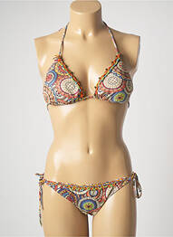 Costum de baie din două piese elasticitate top triunghiuri maro GENIUS femme