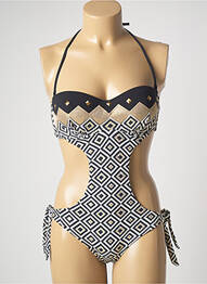 Costum de baie dintr-o singură piesă bretele elastice detașabile top bentiță negru GENIUS femme