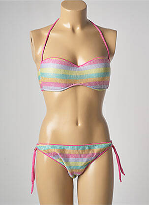 Costum de baie din două piese elasticitate top bentiță roz GENIUS femeie