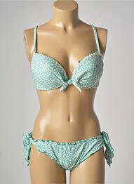 Costum de baie din două piese elasticitate top sutien modelat verde GENIUS femme