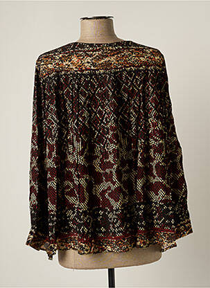 Bluză țesătură poplin mâneci lungi maro BY SOPHIE femeie