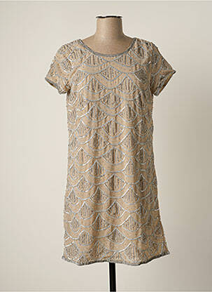Rochie scurtă mâneci scurte mâneci scurte bej BY SOPHIE femeie