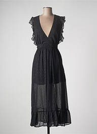 Rochie midi croială fluidă mâneci scurte negru CALIE femeie