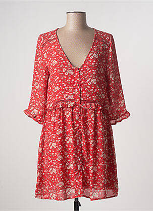 Rochie scurtă croială fluidă mâneci 3/4 roșu CALIE femeie