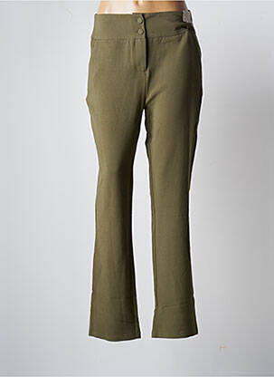 Pantalon drept țesătură crep talie înaltă verde DAMART femeie