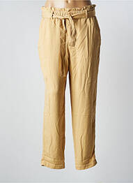 Pantalon drept țesătură poplin talie înaltă bej BONOBO femme