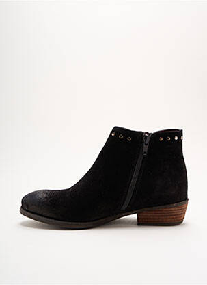 Botine/ghete țesătură satinată toc plat până la 3 cm negru ALIWELL femeie
