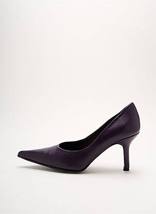 Pantofi cu toc țesătură satinată toc de 4 la 6 cm violet YVES DE BEAUMOND femeie