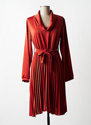 Rochie midi mâneci lungi mâneci lungi maro QUATTRO femeie