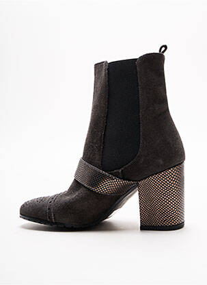 Botine/ghete vârf rotund toc de 7 la 9 cm gri REBECA SANVER femeie