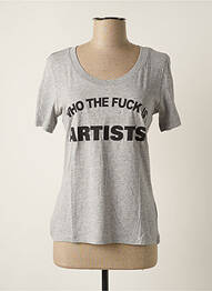 Tricou serigrafie mâneci scurte gri ARTISTS femme