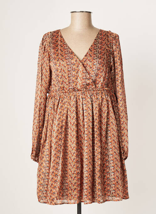 Rochie scurtă croială evazată mâneci lungi portocaliu MOLLY BRACKEN femme